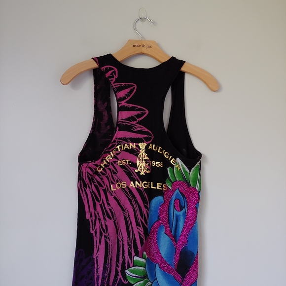 Christian Audigier Los Angeles Knit Tank Top Long Size Large - Picture 10 of 16